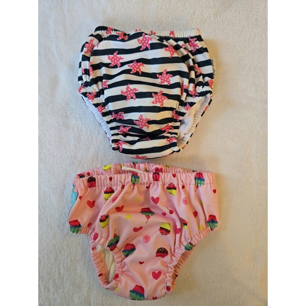 Lot Of 2 Girls Swim Diapers 24 Months Charlie Banana UPF 50+ Cupcakes Starfish